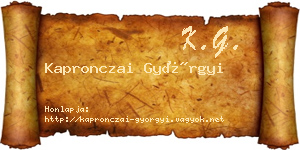 Kapronczai Györgyi névjegykártya
