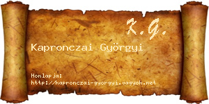 Kapronczai Györgyi névjegykártya
